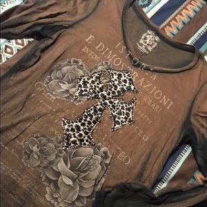 Long sleeve distressed tee